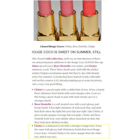 NWT CHANEL | Rouge Coco #07 Chalys Hydrating Creme Lip Color - Picture 2 of 8